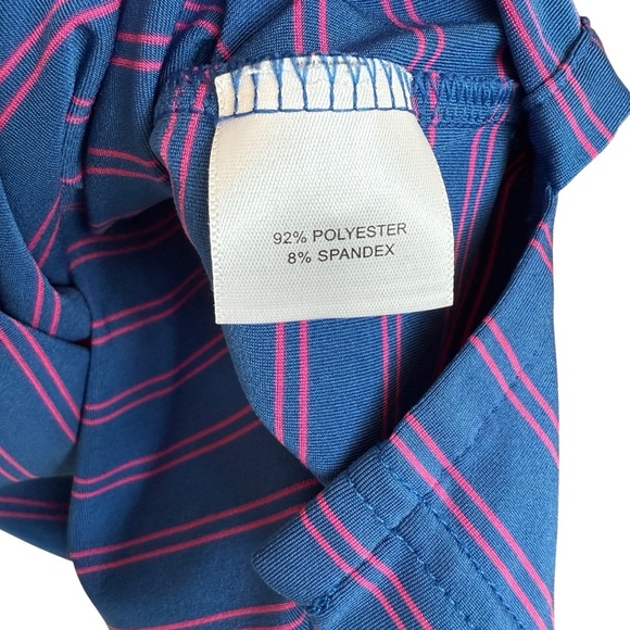 Peter Millar Youth Striped Golf Polo Shirt Blue Pink Short Sleeve L Embroidered - Picture 6 of 8
